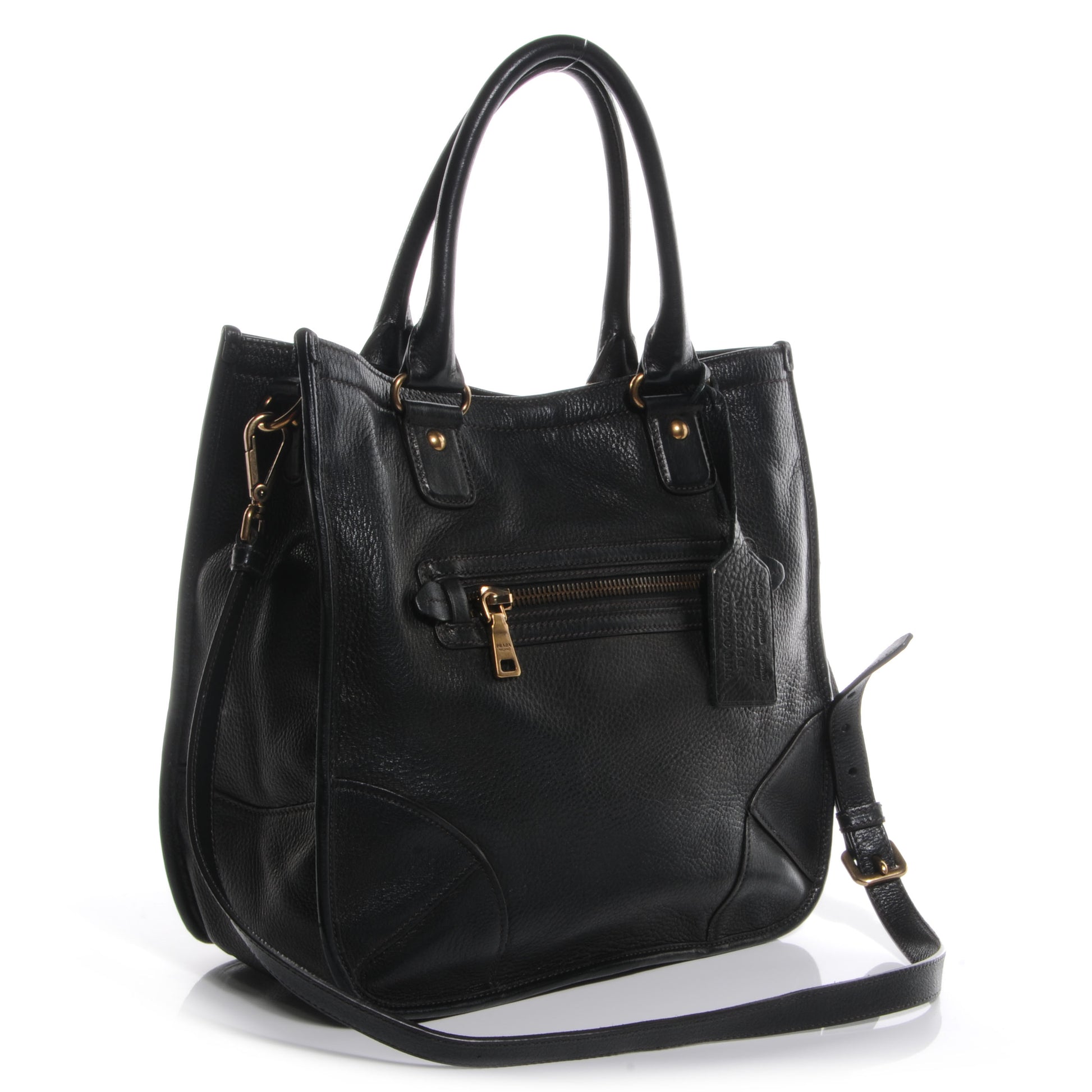 Prada Deerskin Zipper Detail Tote Black 3 of 13