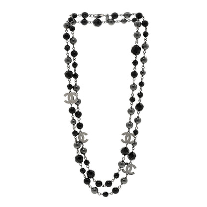 Chanel Ruthenium Pearl Beaded CC Long Necklace Black 3 of 5