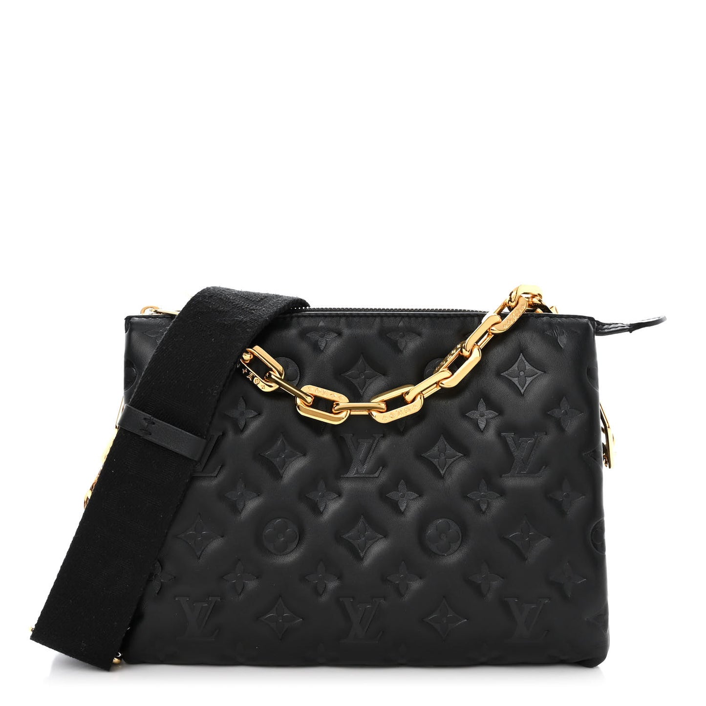 Lambskin Embossed Monogram Coussin PM Black