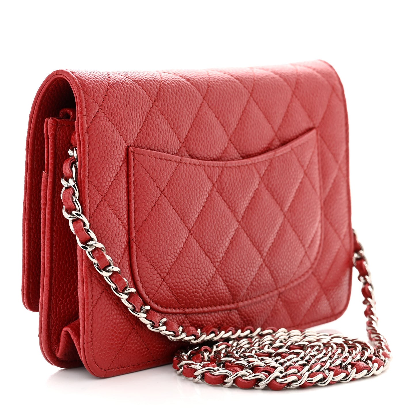 Caviar Quilted Wallet on Chain WOC Red