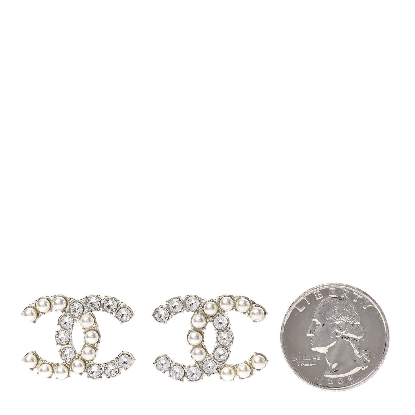 Crystal Pearl CC Dazzling Domino Earrings Gold