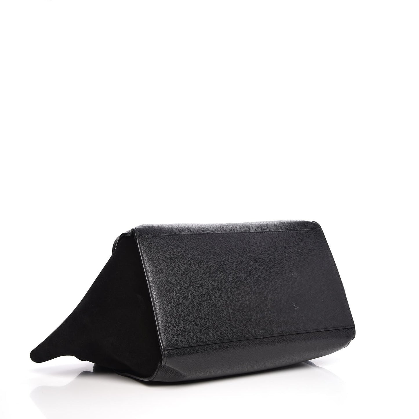 Drummed Calfskin Suede Large Trapeze Black
