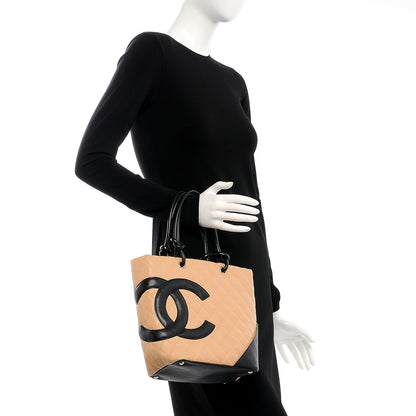 Chanel Calfskin Quilted Medium Cambon Tote Beige Black 2 of 7