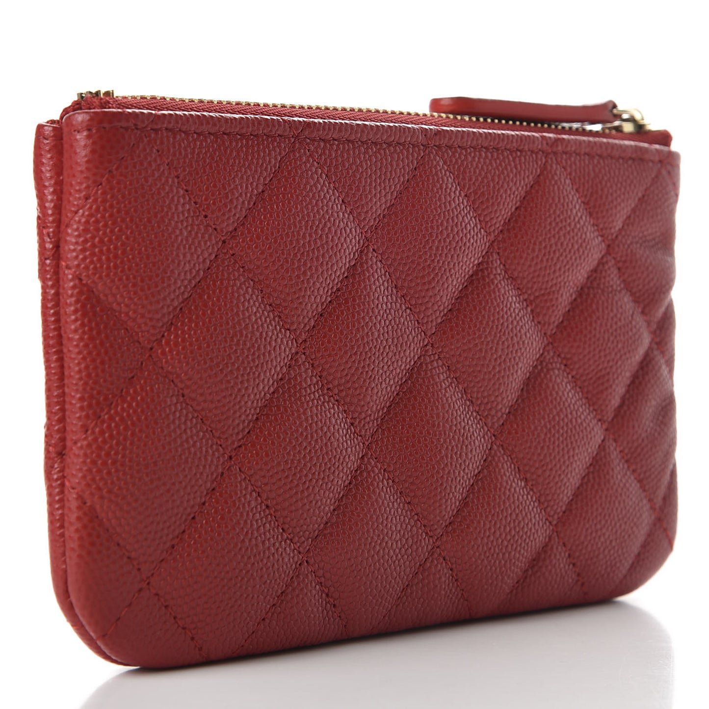 Caviar Quilted Small Cosmetic Case Dark Red