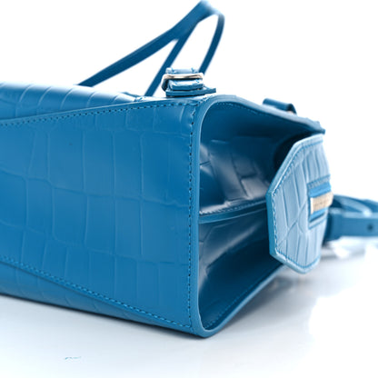 Balenciaga Semi Shiny Calfskin Crocodile Embossed Neo Classic Silver Hardware Mini City Turquoise 9 of 9