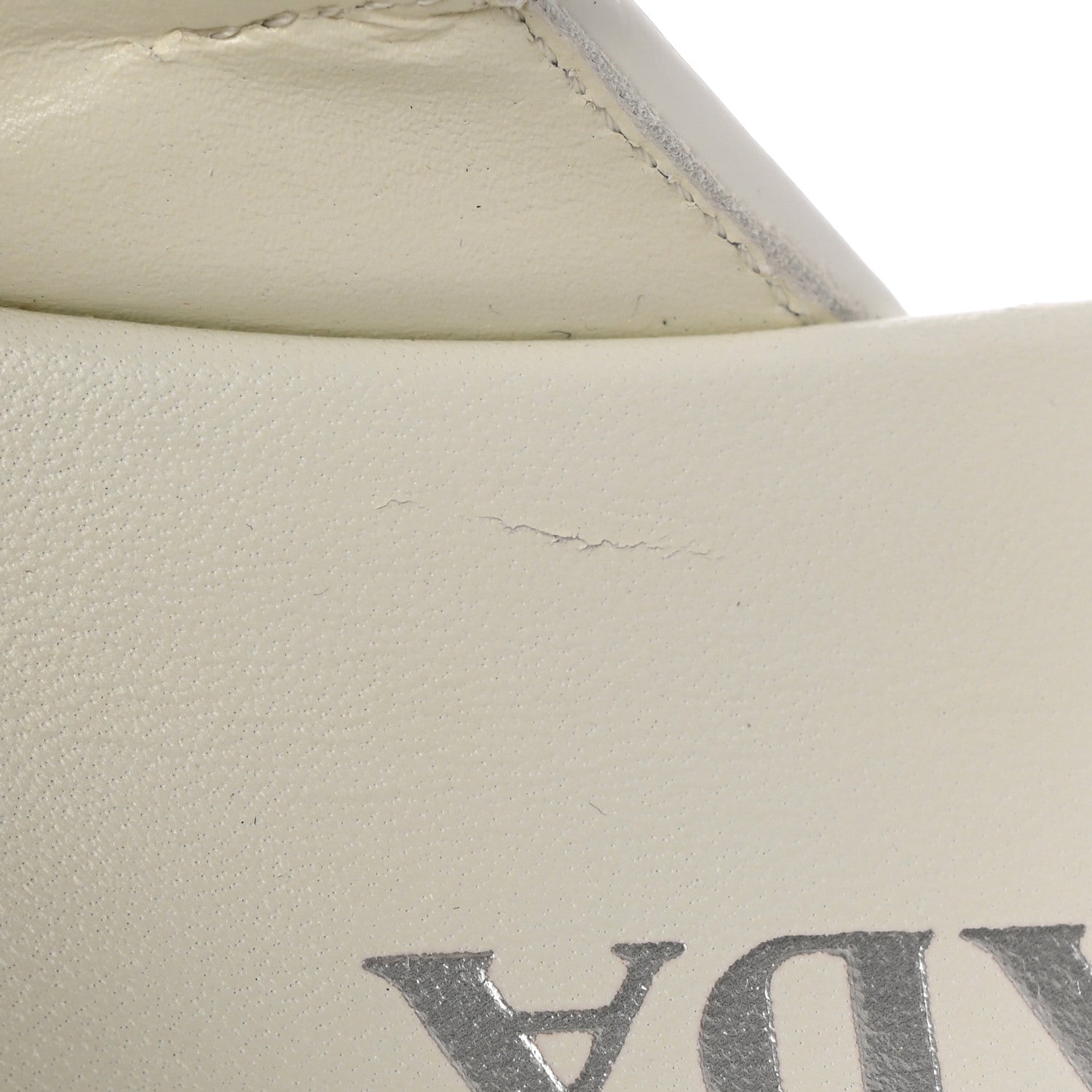 Prada Spazzolato Metal Triangle Logo Padded Monolith 55mm Slingback Sandals 38.5 White 9 of 12