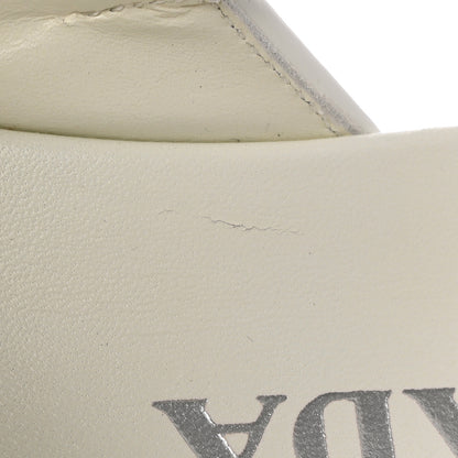 Prada Spazzolato Metal Triangle Logo Padded Monolith 55mm Slingback Sandals 38.5 White 9 of 12