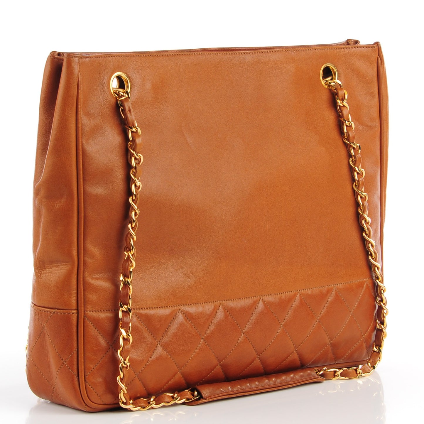 Lambskin Quilted Shoulder Bag Brown