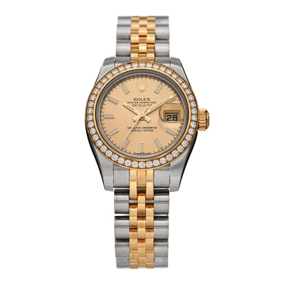 Rolex Stainless Steel 18K Yellow Gold Diamond 26mm Oyster Perpetual Datejust Watch Champagne 179383 1 of 5