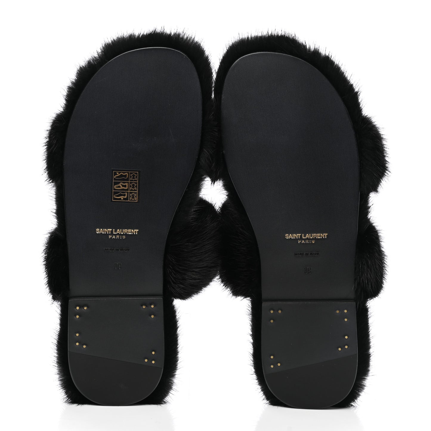 Mink Fur Bleach Sandals 39 Black