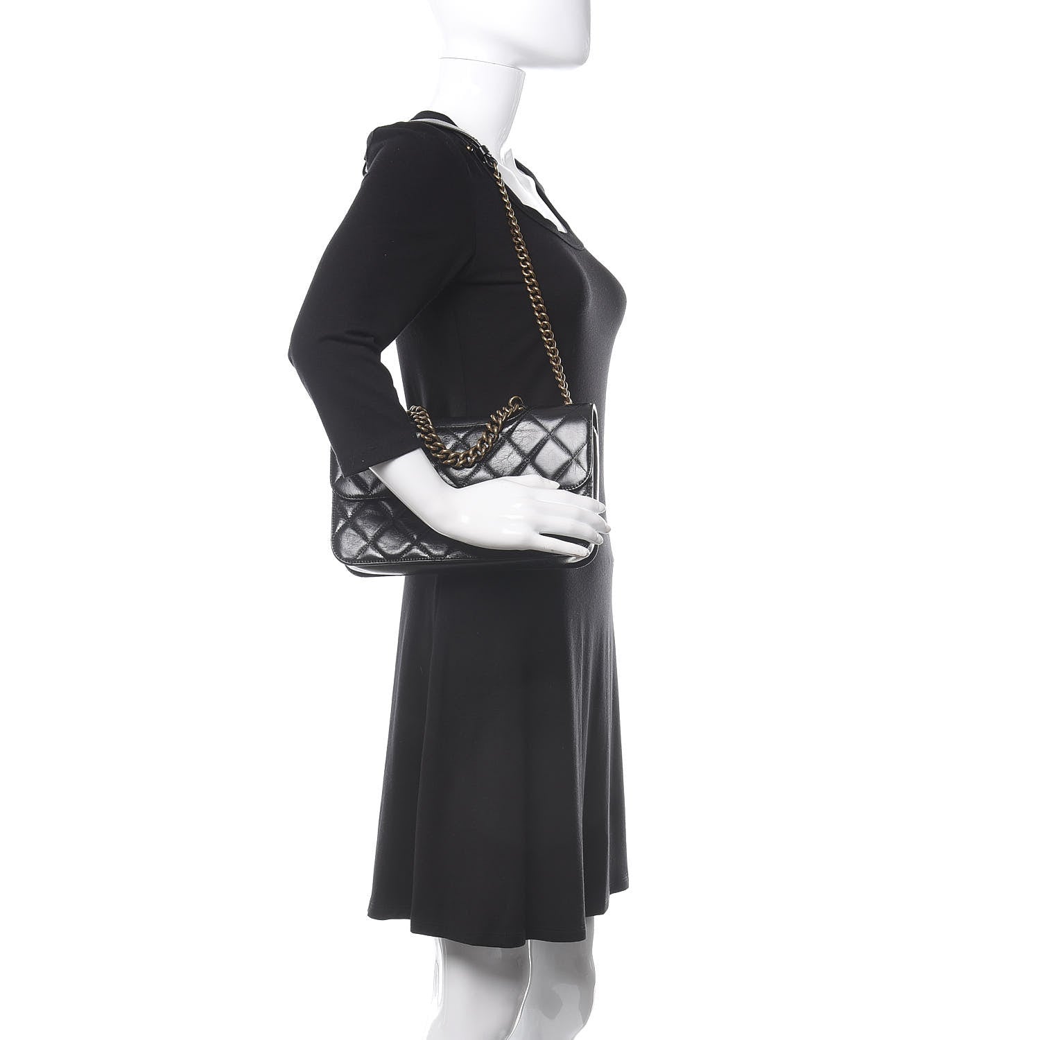 Chanel Glazed Calfskin Quilted Medium Perfect Edge Flap Black 2 of 13