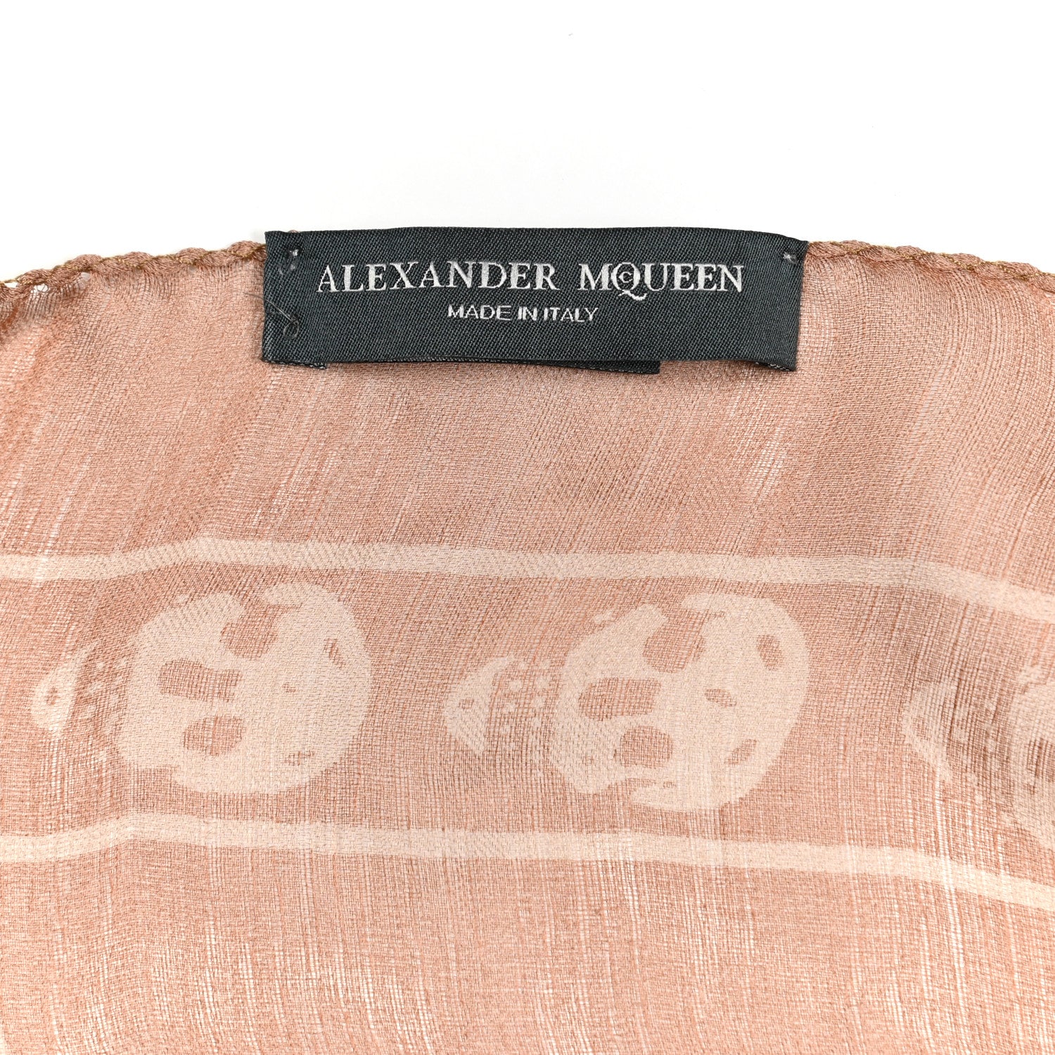 Alexander McQueen Silk Chiffon Skull Scarf Beige Pink 2 of 5