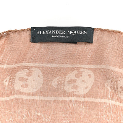 Alexander McQueen Silk Chiffon Skull Scarf Beige Pink 2 of 5