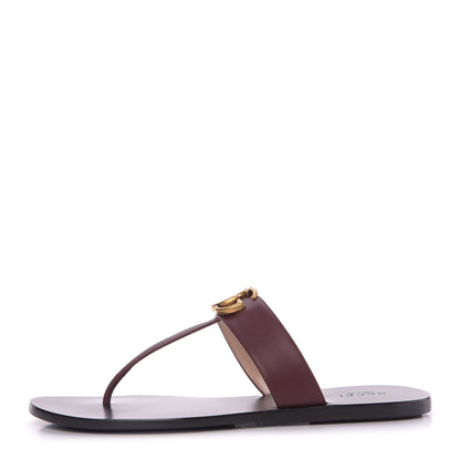 Gucci Calfskin GG Marmont Thong Sandals 38.5 Vintage Bordeaux 1 of 9