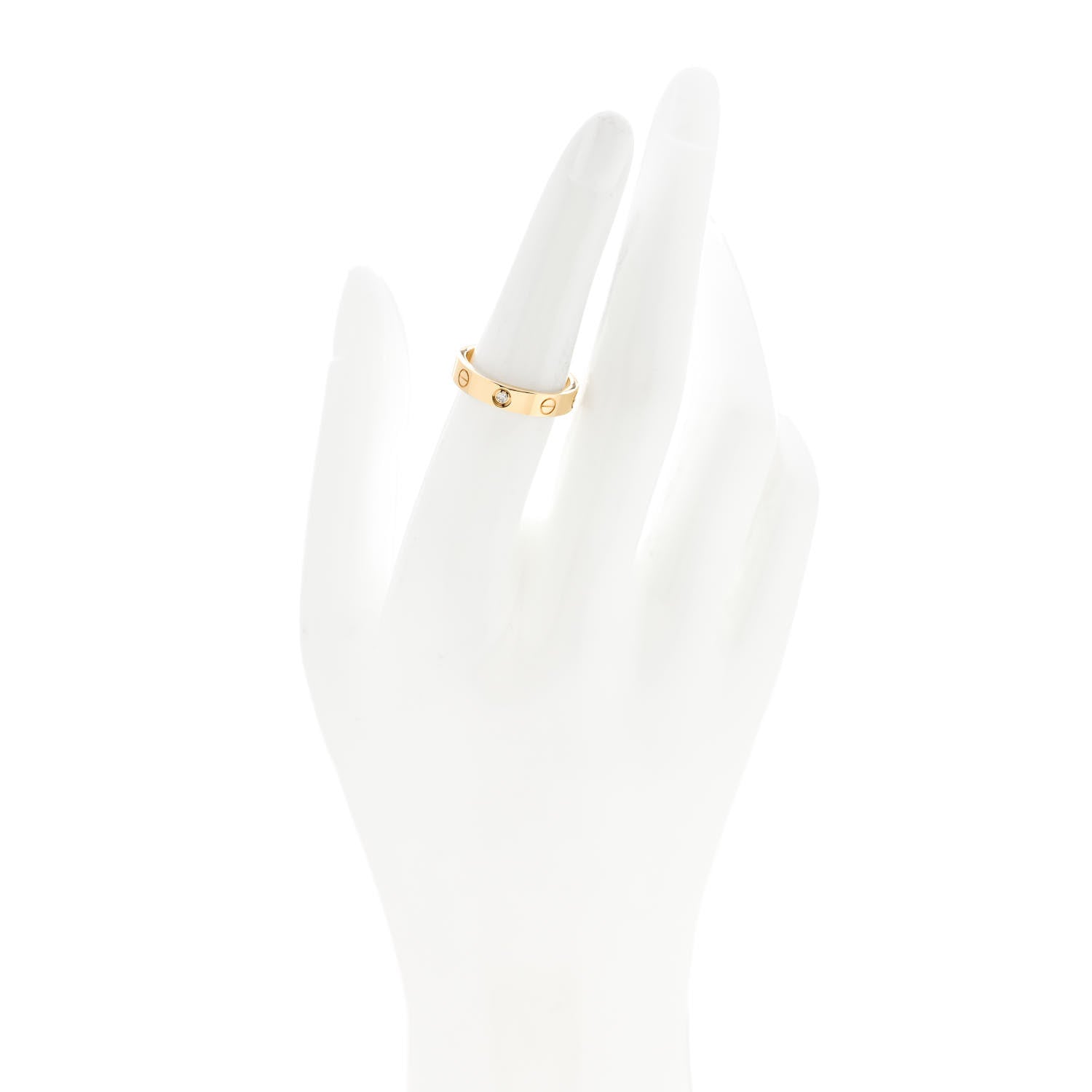 Cartier 18K Yellow Gold Diamond 4mm LOVE Wedding Band Ring 53 6.5 2 of 5