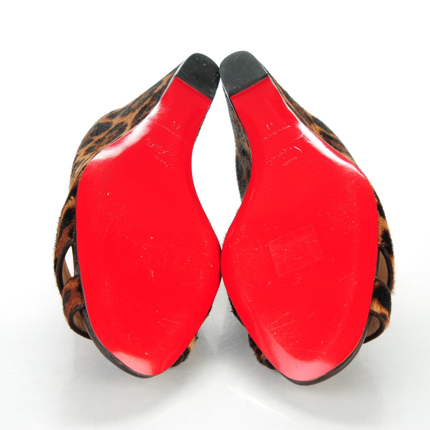 Christian Louboutin Pony Hair Riveto 70 Wedges 41 Leopard Luxor 5 of 7