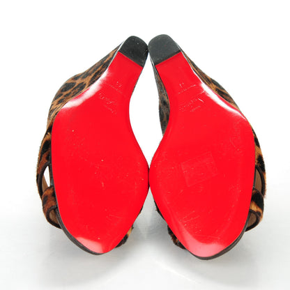 Christian Louboutin Pony Hair Riveto 70 Wedges 41 Leopard Luxor 5 of 7