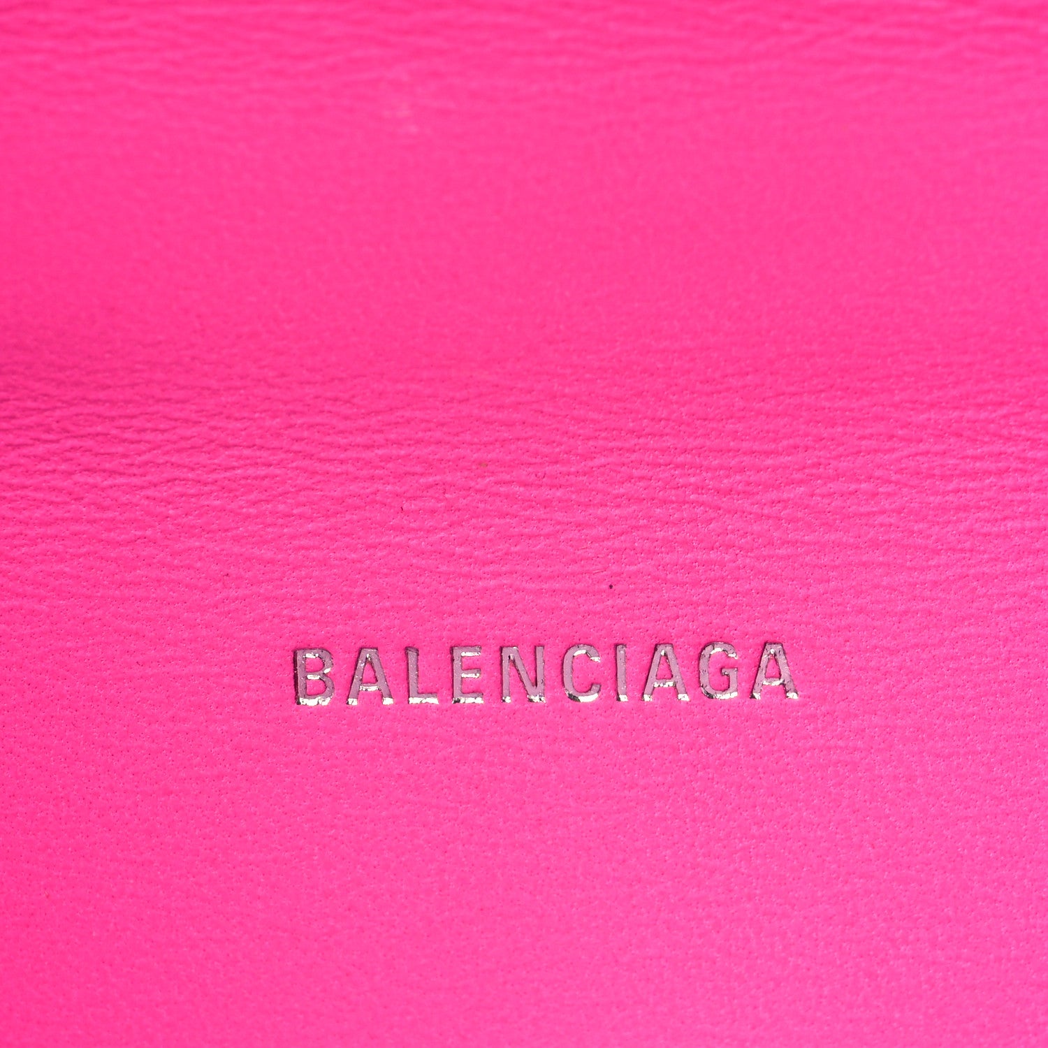 Balenciaga Shiny Calfskin Crocodile Embossed Hourglass Top Handle Bag XS Neon Pink 6 of 10