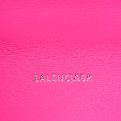 Balenciaga Shiny Calfskin Crocodile Embossed Hourglass Top Handle Bag XS Neon Pink 6 of 10