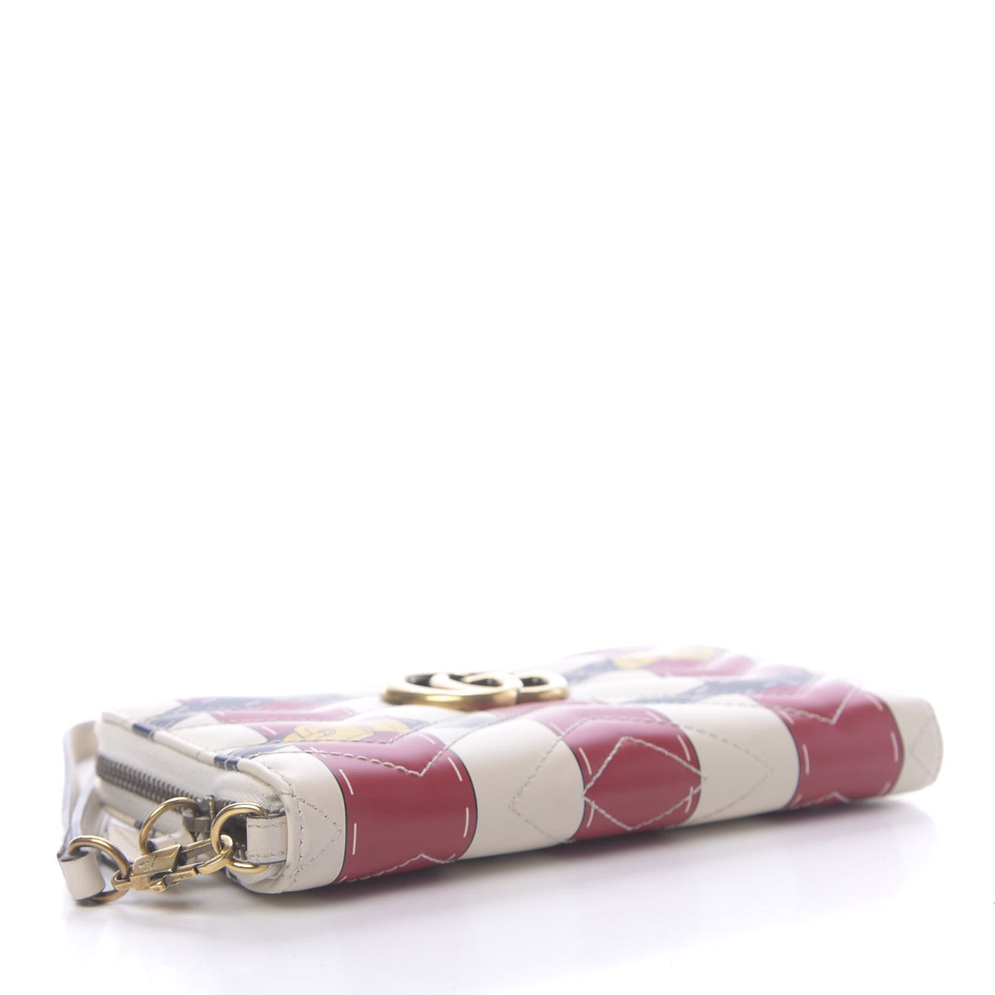 Calfskin Matelasse Trompe L'Oeil Print GG Marmont Zip Around Wallet