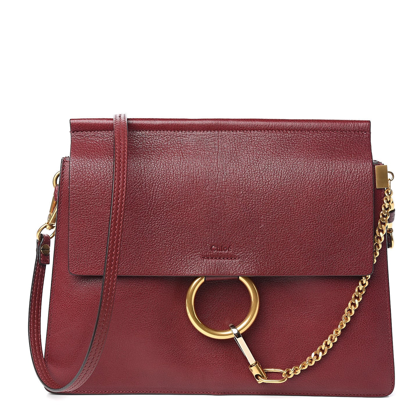 Calfskin Medium Faye Shoulder Bag Sienna Red