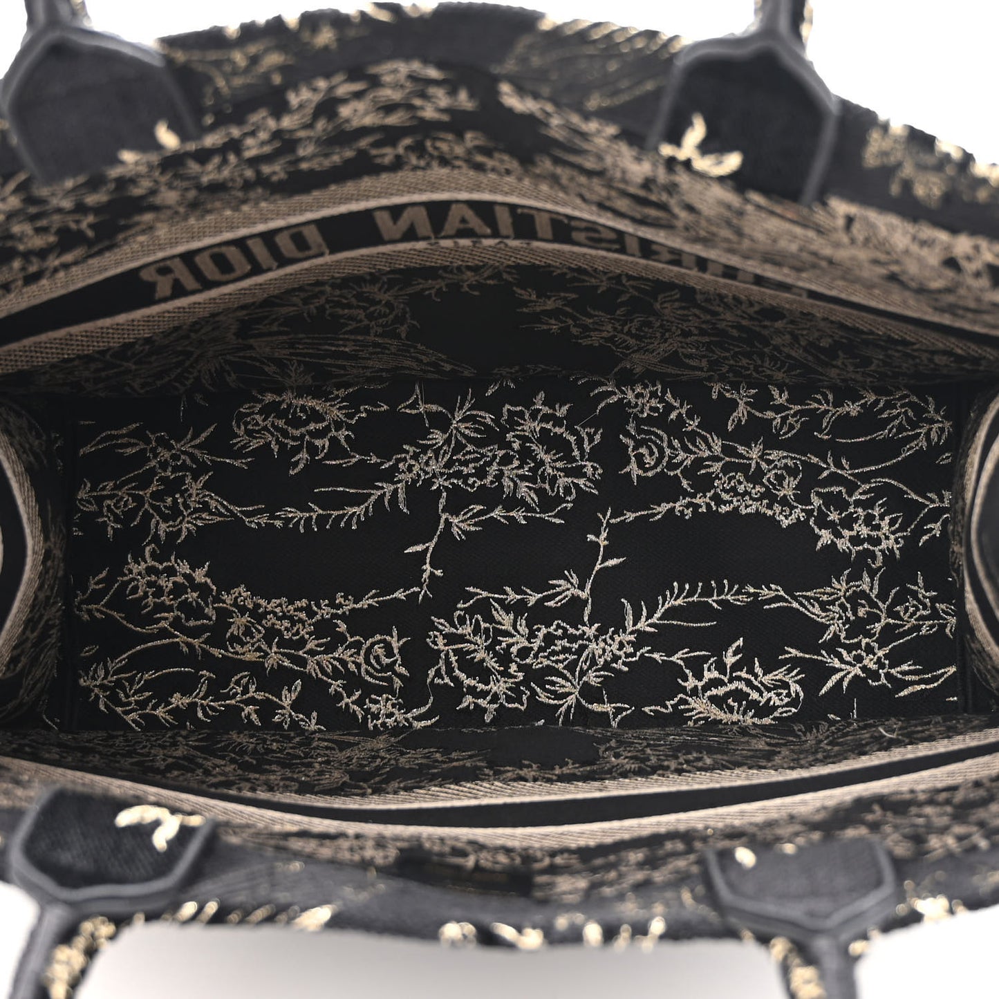 Velvet Jardin d'Hiver Embroidered Large Book Tote Black Gold