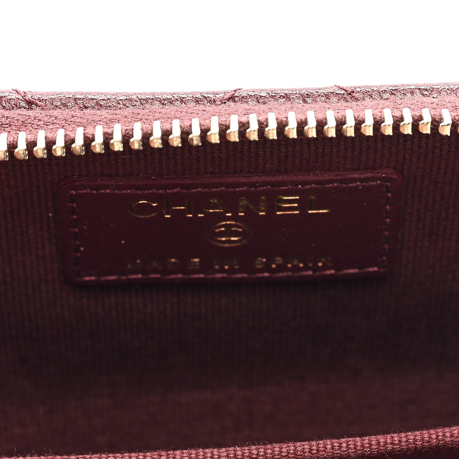 Chanel Caviar Quilted Studded CC Zip Card Holder Burgundy 6 of 7