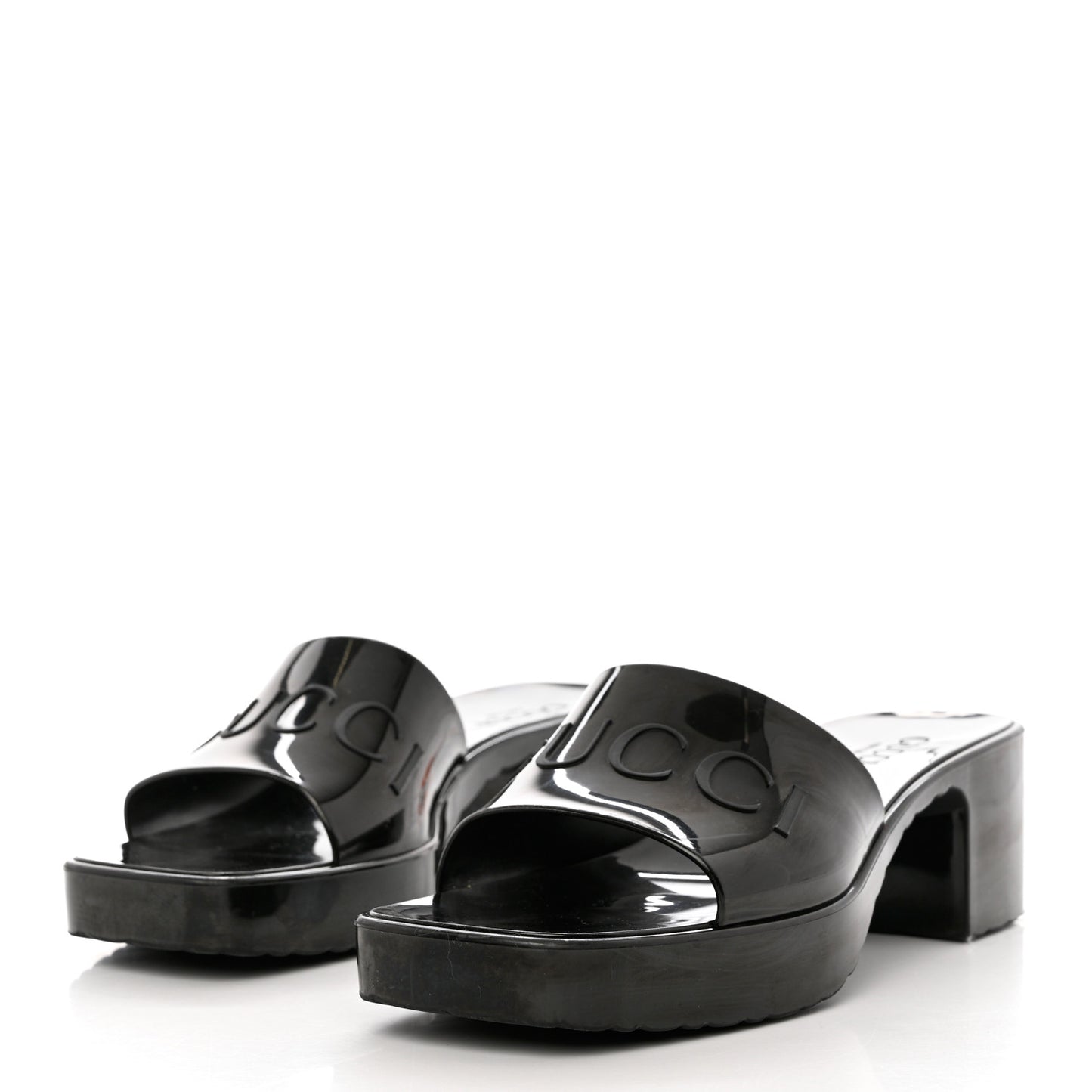 Rubber Gucci Logo Womens Platform 20/60mm Slide Sandals 39 Black