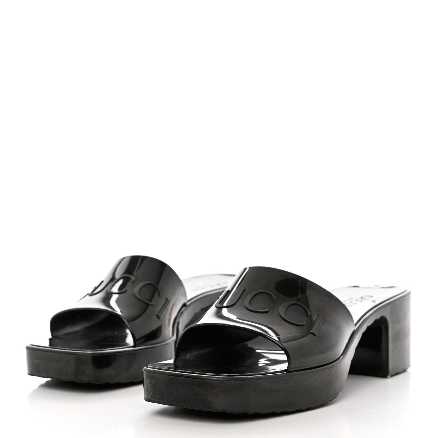 Gucci Rubber Gucci Logo Womens Platform 20/60mm Slide Sandals 39 Black 3 of 11