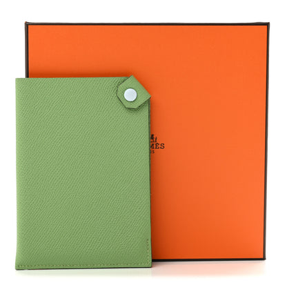 Hermes Epsom Tarmac Dot PM Passport Holder Vert Criquet Bleu Brume 8 of 8