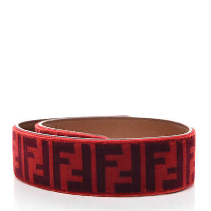 Fendi Velvet Tapestry Calfskin FF Strap You Rosso Corteccia 2 of 4