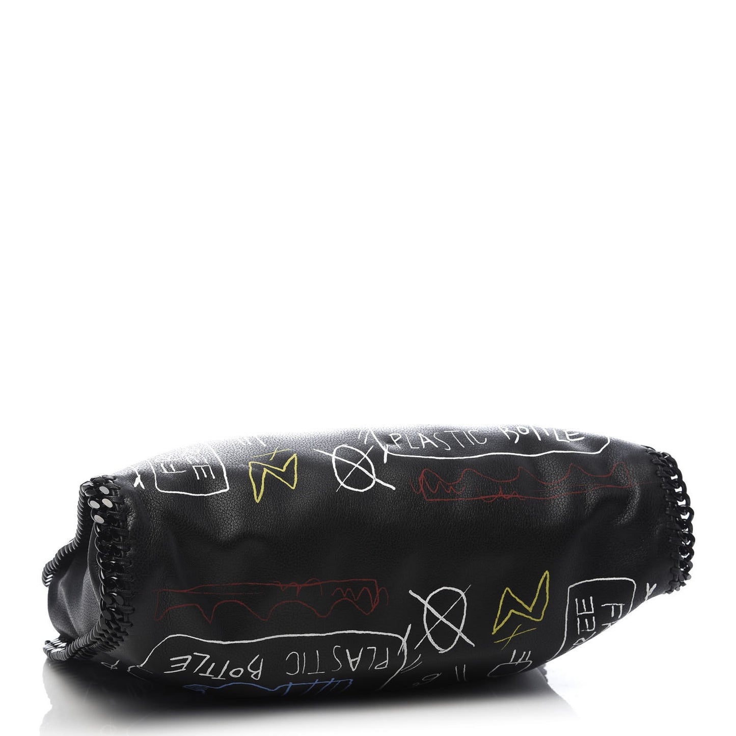 Faux Grained Leather Graffiti Print Small Falabella Tote Black