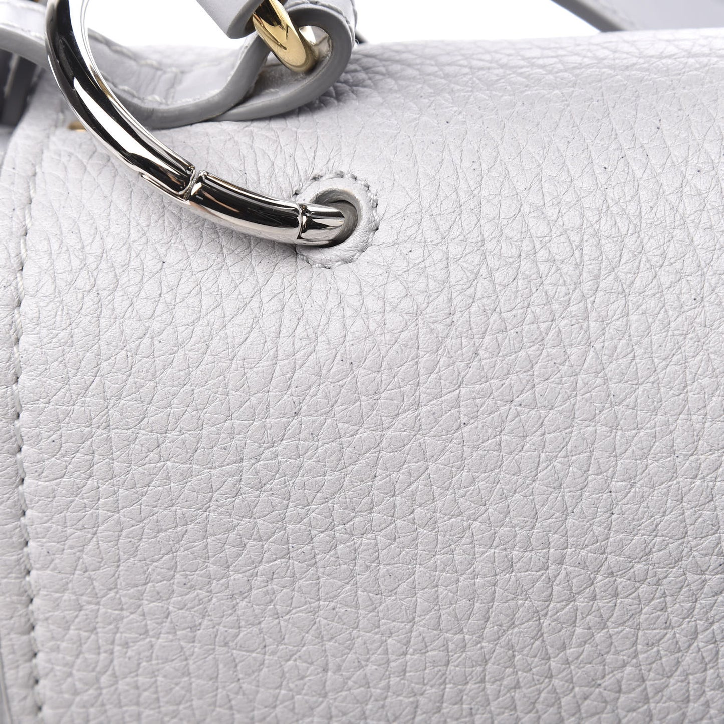 Shiny Grained Calfskin Medium Aby Day Shoulder Bag Airy Grey