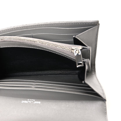 Saint Laurent Grain De Poudre Mixed Matelasse Triquilt Large Monogram Wallet Stone 5 of 8