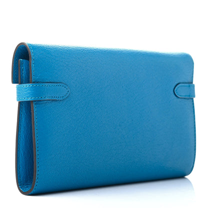 Hermes Chevre Mysore Kelly Longue Wallet Bleu Zanzibar 3 of 7