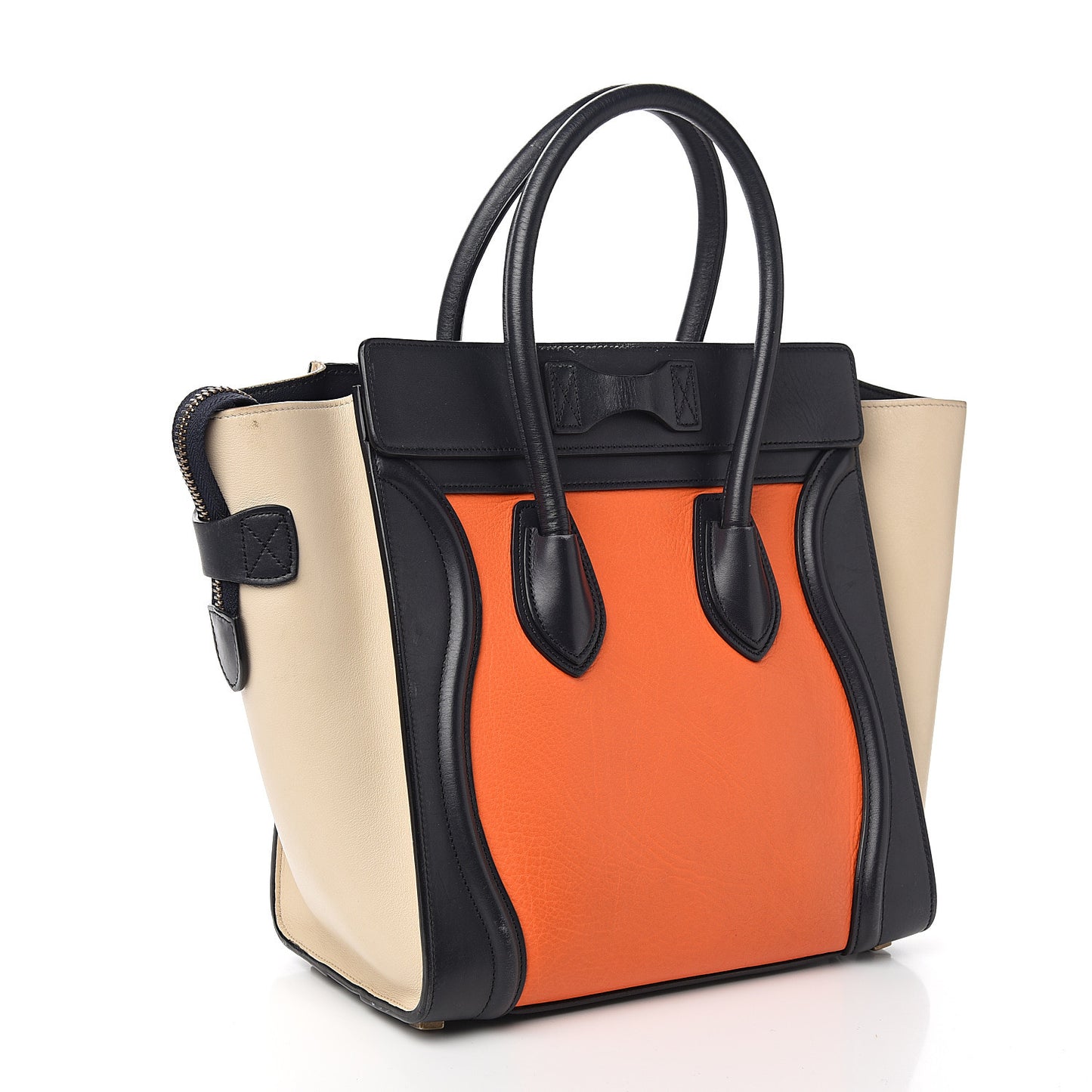Smooth Calfskin Micro Tri-Color Luggage Bright Orange