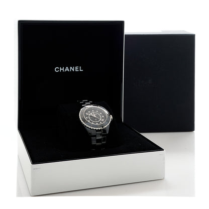 Chanel Stainless Steel Ceramic Diamond 33mm J12 Quartz Watch Black 5 of 5