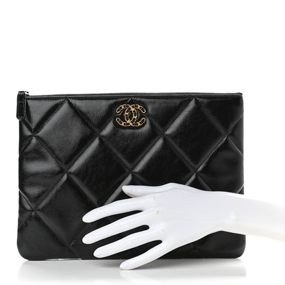 Chanel Shiny Crumpled Calfskin Quilted Large Chanel 19 Cosmetic Case Black 2 of 9
