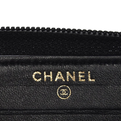 Chanel Glazed Calfskin Quilted Small Boy Zip Around Wallet Black 6 of 9