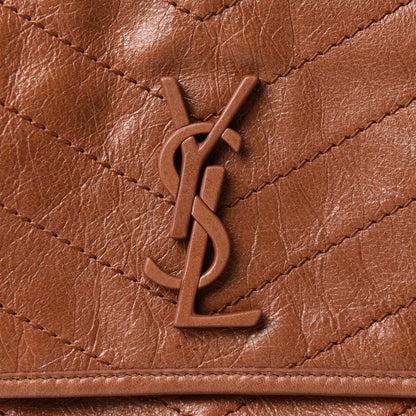 Saint Laurent Crinkled Calfskin Matelasse Monogram Medium Niki Chain Satchel Caramel 7 of 9