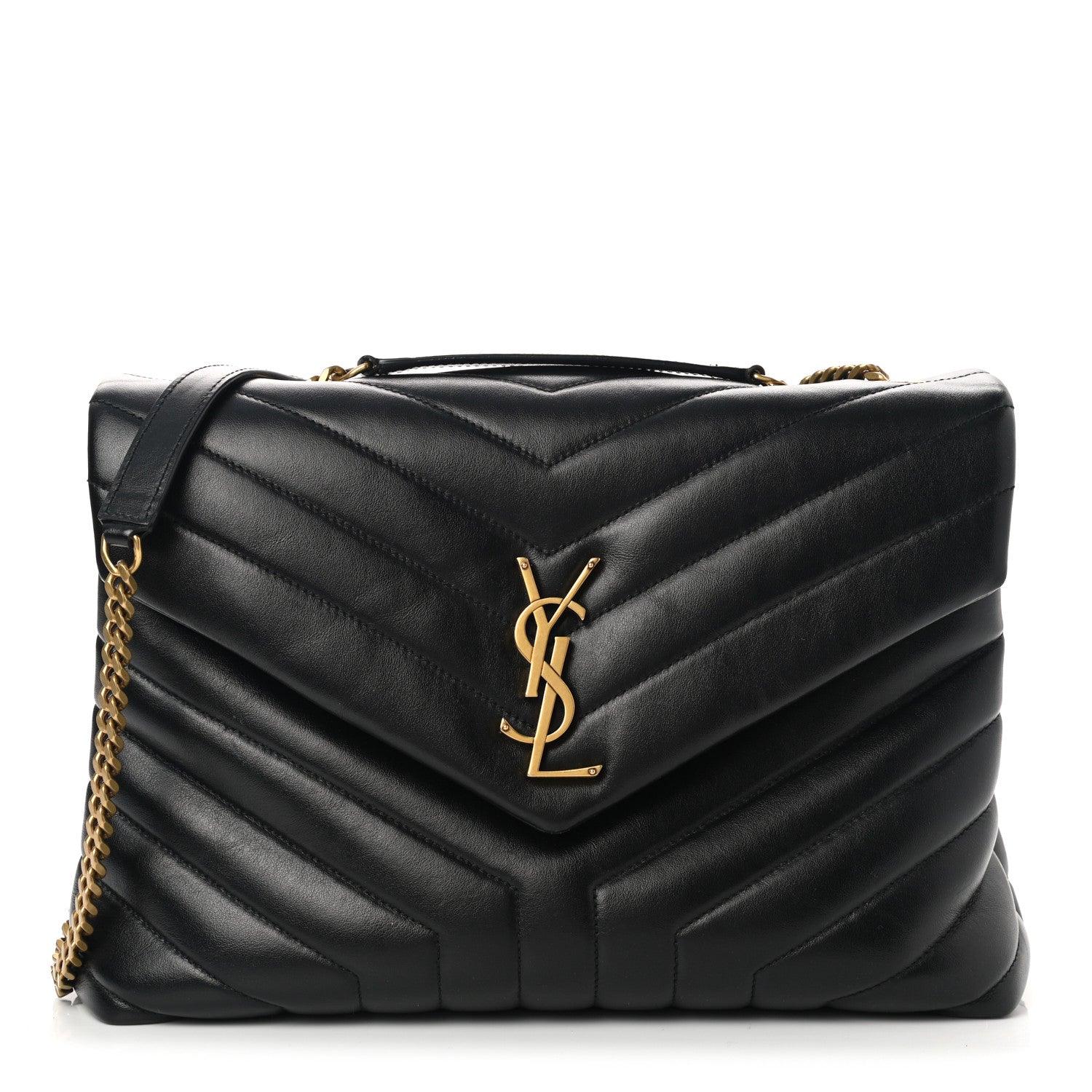 Saint Laurent Calfskin Y Quilted Monogram Medium Loulou Chain Satchel Black 1 of 12