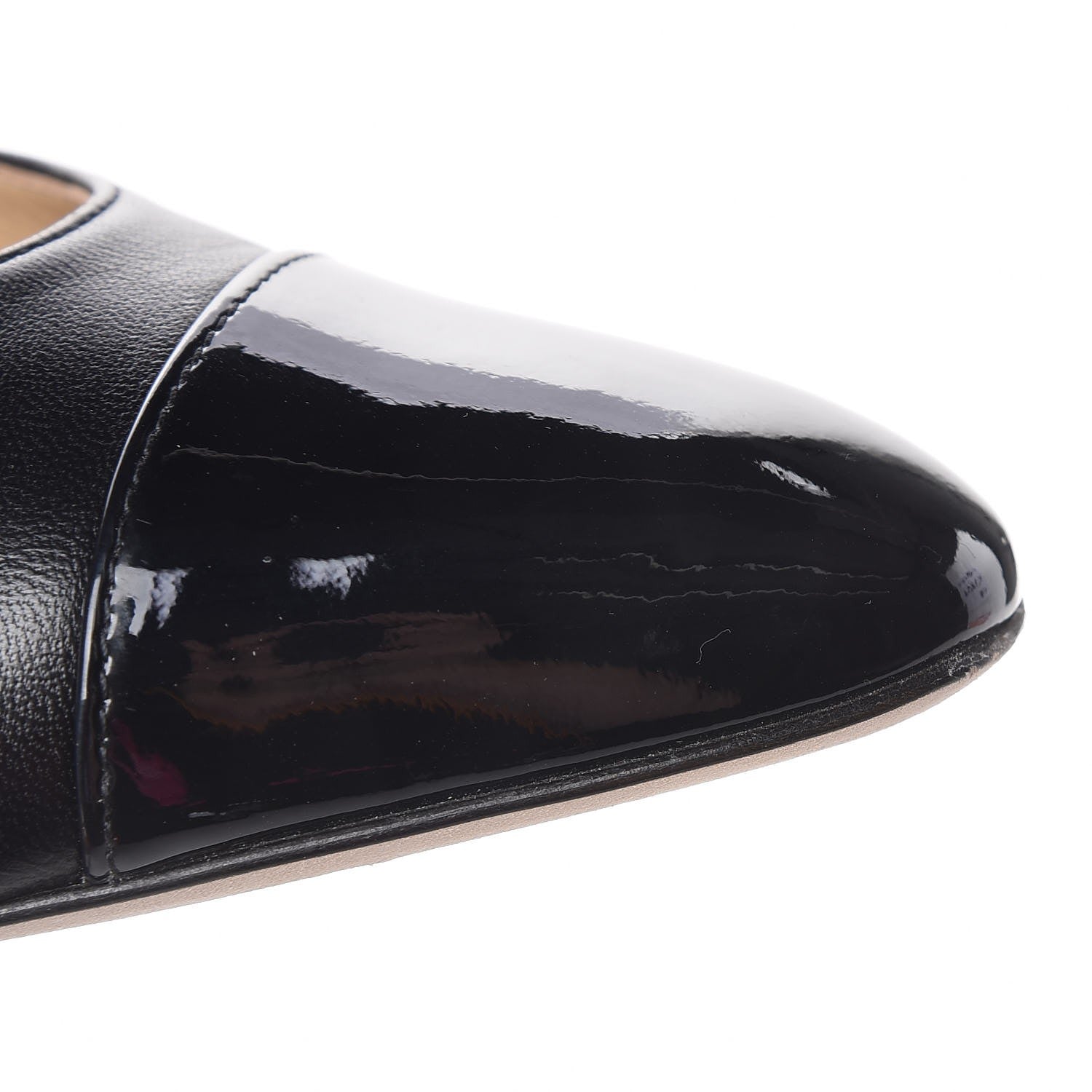 Chanel Lambskin Patent Cap Toe CC Slingback Sandals 38 Black 13 of 16