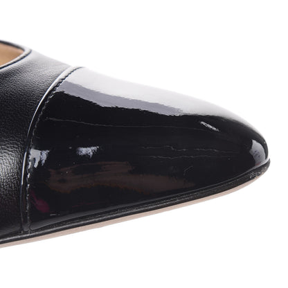 Chanel Lambskin Patent Cap Toe CC Slingback Sandals 38 Black 13 of 16