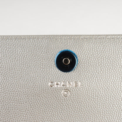 Chanel Caviar Chevron Quilted Boy Wallet on Chain WOC Silver 5 of 9
