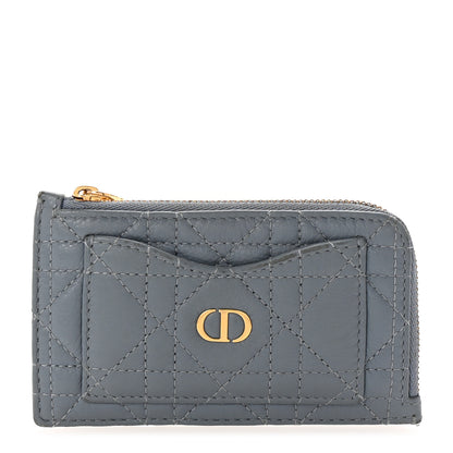 Christian Dior Supple Calfskin Cannage Caro Cosmos Zipped Card Holder Cloud Blue 1 of 8