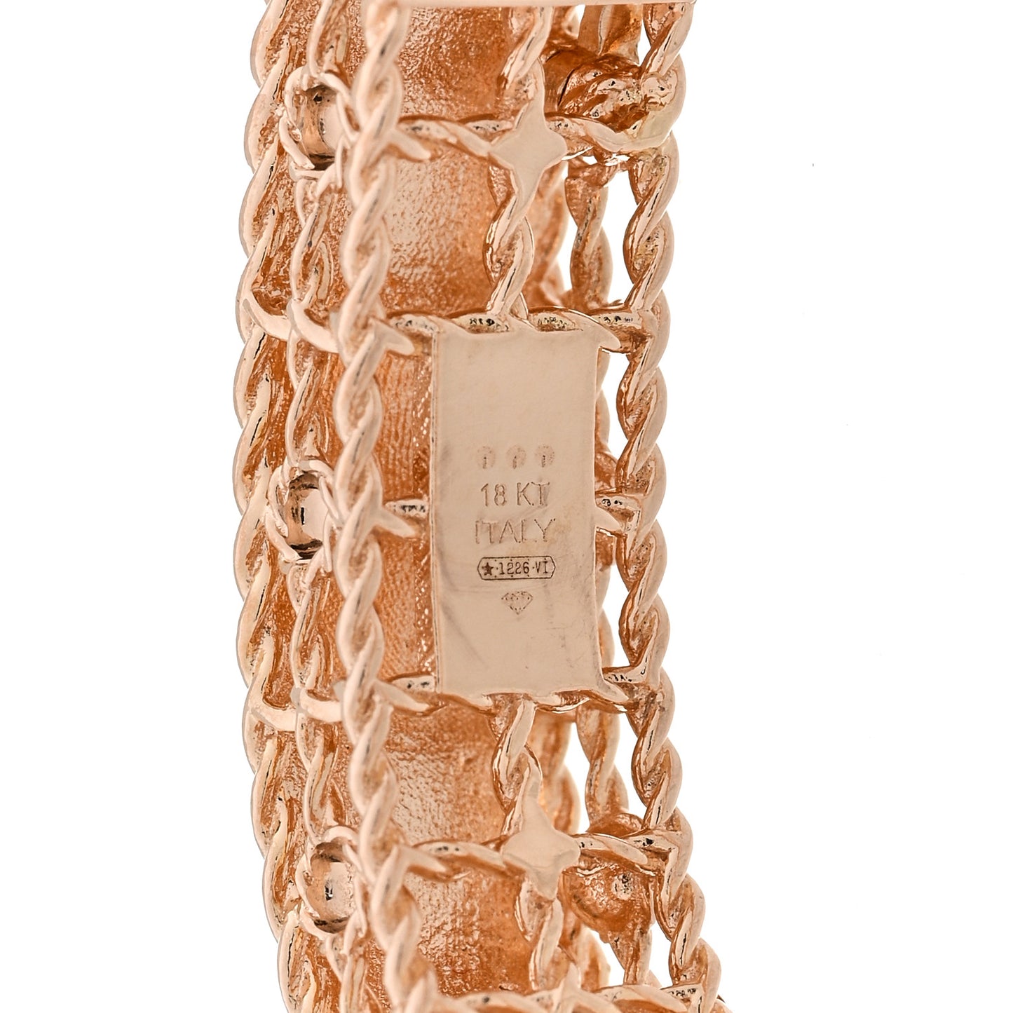18K Rose Gold Diamond Princess Satin Fleur De Lis Bangle Bracelet