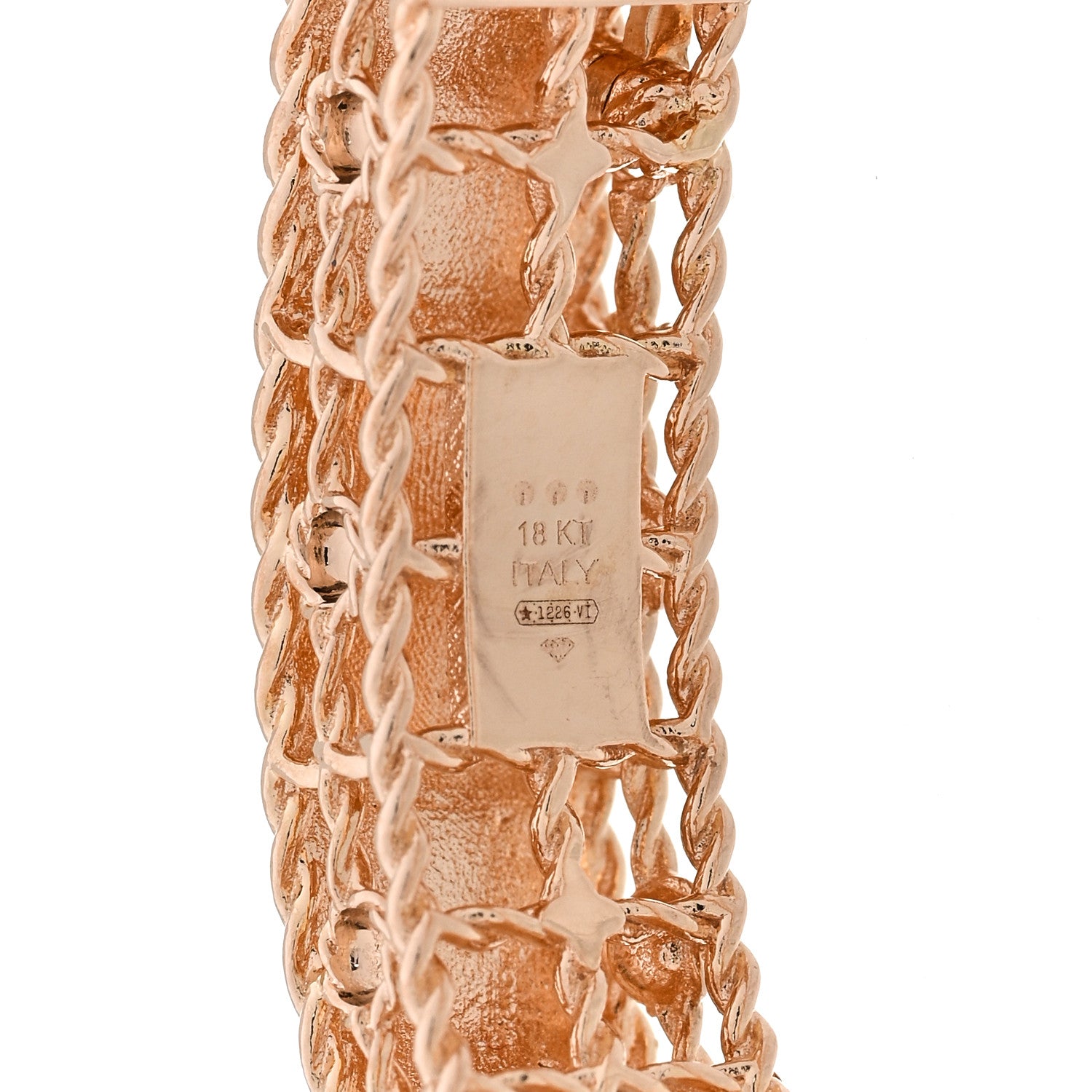 Roberto Coin 18K Rose Gold Diamond Princess Satin Fleur De Lis Bangle Bracelet 5 of 9
