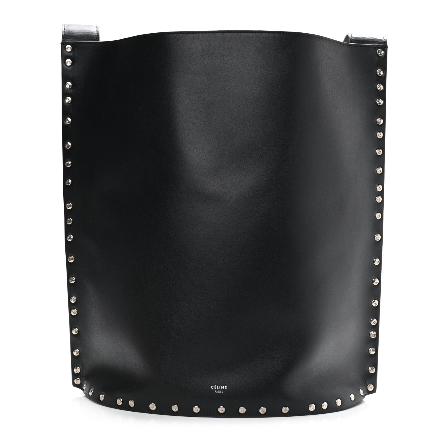 Celine Satinated Natural Calfskin Large Studs Bucket Shoulder Bag Dark Navy 1 of 11