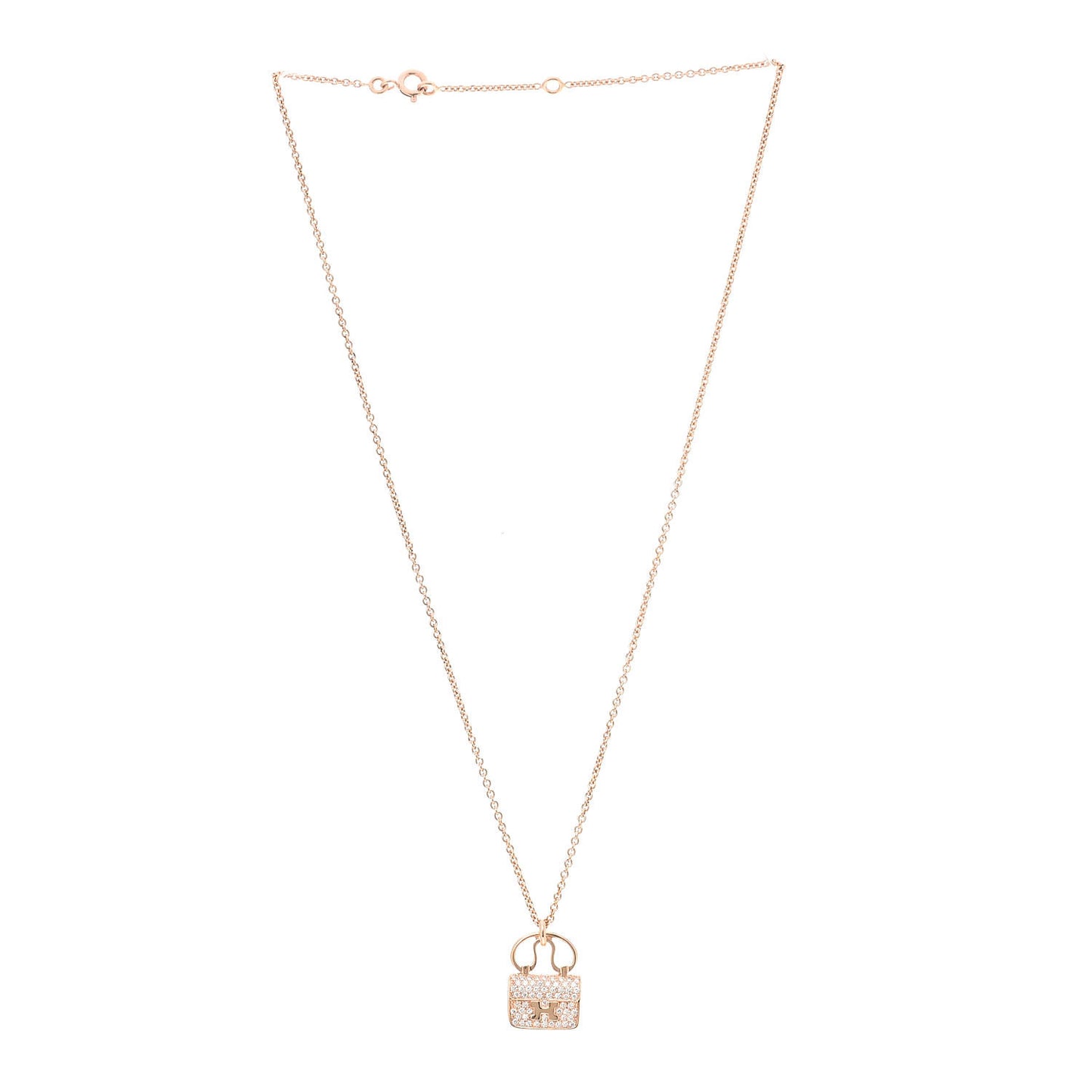 18K Rose Gold Diamond Constance Amulette Pendant Necklace