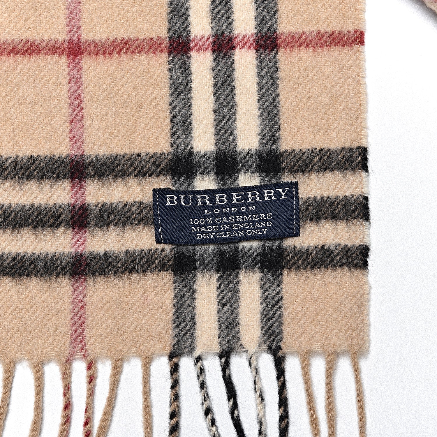 Burberry Cashmere House Check Fringe Scarf Camel 4 of 6